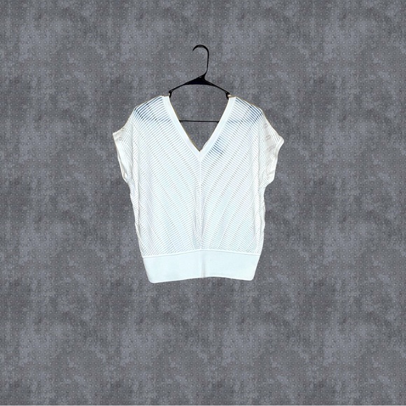 White House Black Market Sweaters - White House Black Market Woman’s White V-neck Top Size L